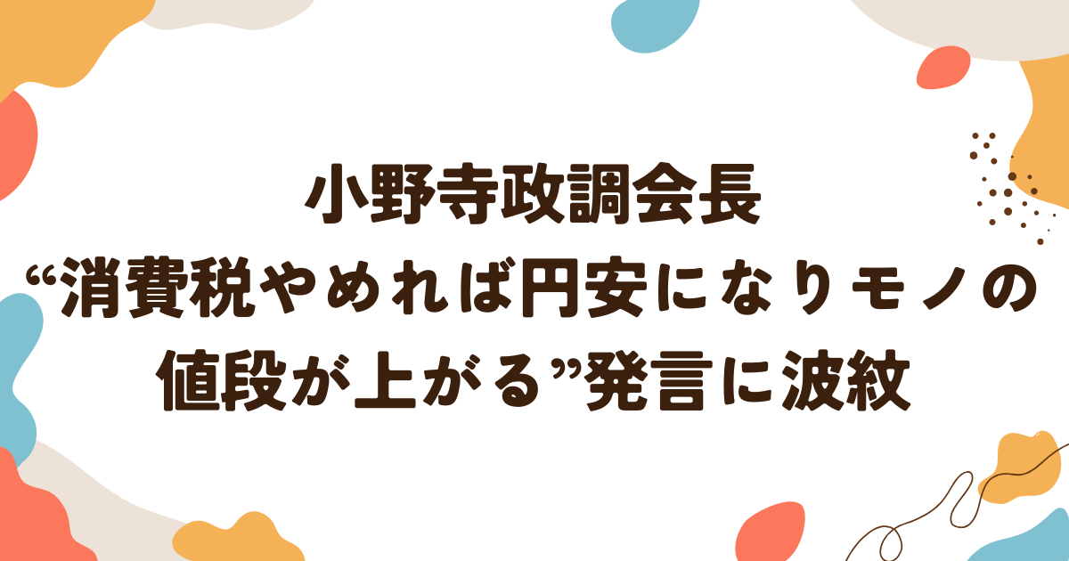 小野寺政調会長 “消費税やめれば円安になりモノの値段が上がる”発言に波紋