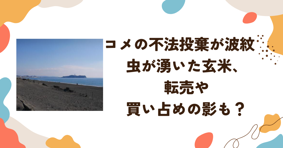 コメの不法投棄が波紋　虫が湧いた玄米、転売や買い占めの影も？