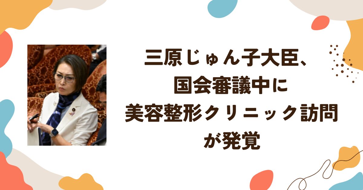 三原じゅん子大臣が国会審議中に美容整形クリニック訪問