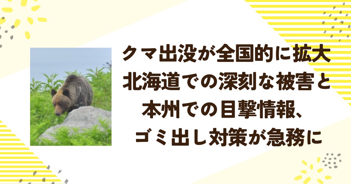 クマ出没が全国的に拡大　北海道での深刻な被害と本州での目撃情報、ゴミ出し対策が急務に