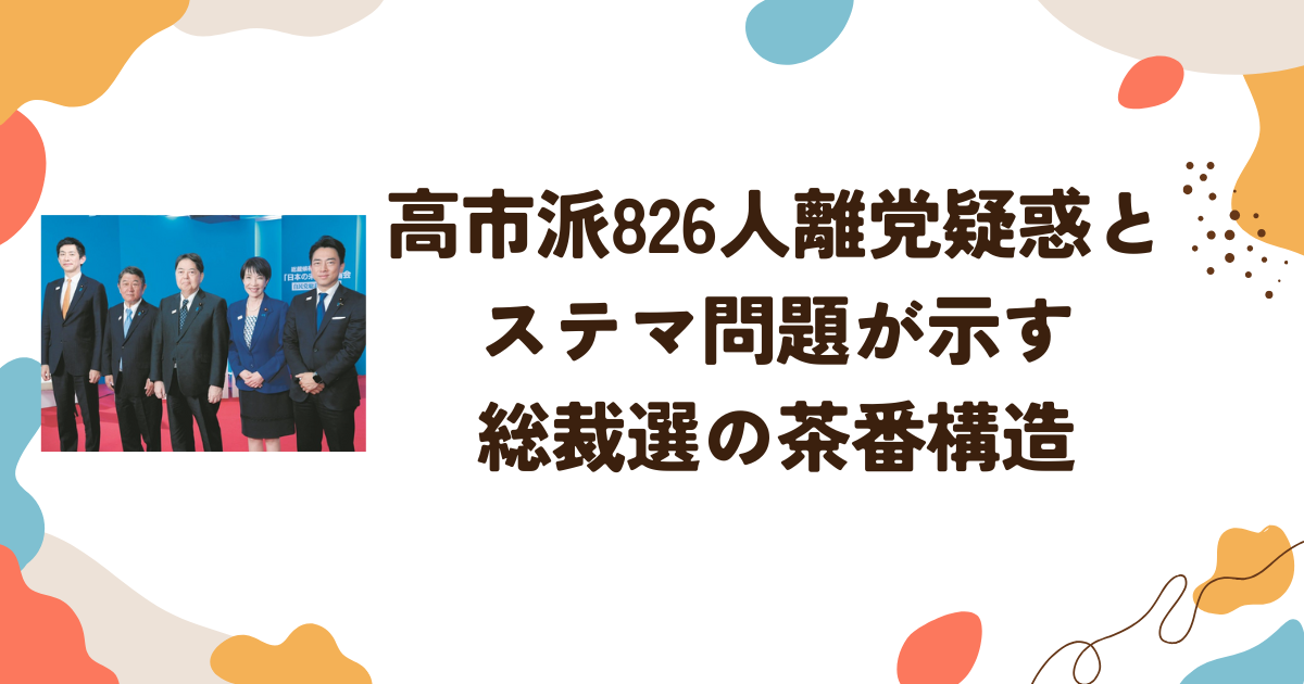 高市派826人離党疑惑とステマ問題が示す総裁選の茶番構造
