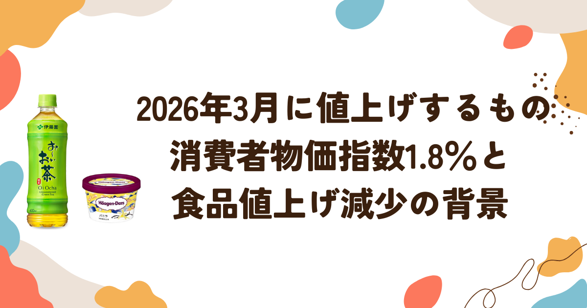 2026年3月に値上げするもの 消費者物価指数1.8％と食品値上げ減少の背景