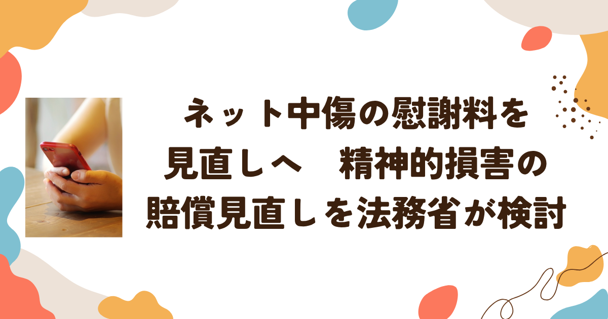ネット中傷の慰謝料を見直しへ　精神的損害の賠償見直しを法務省が検討